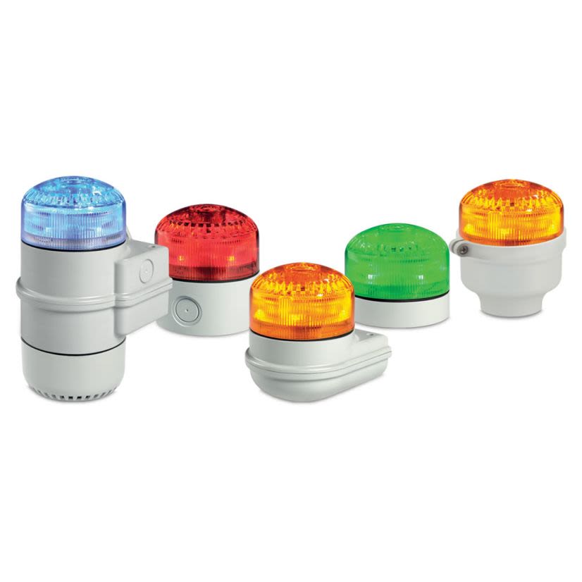 Federal Signal StreamLine SLM500A Combination Signal Sounder Modular Multi-Functional Beacon, 120/240 VAC, 12/24 VDC, LED Lamp, 65 to 105 dB Sound, Indoor/Outdoor, Surface Mount, Amber Lens, CE Certified|cUL Listed|UL Listed